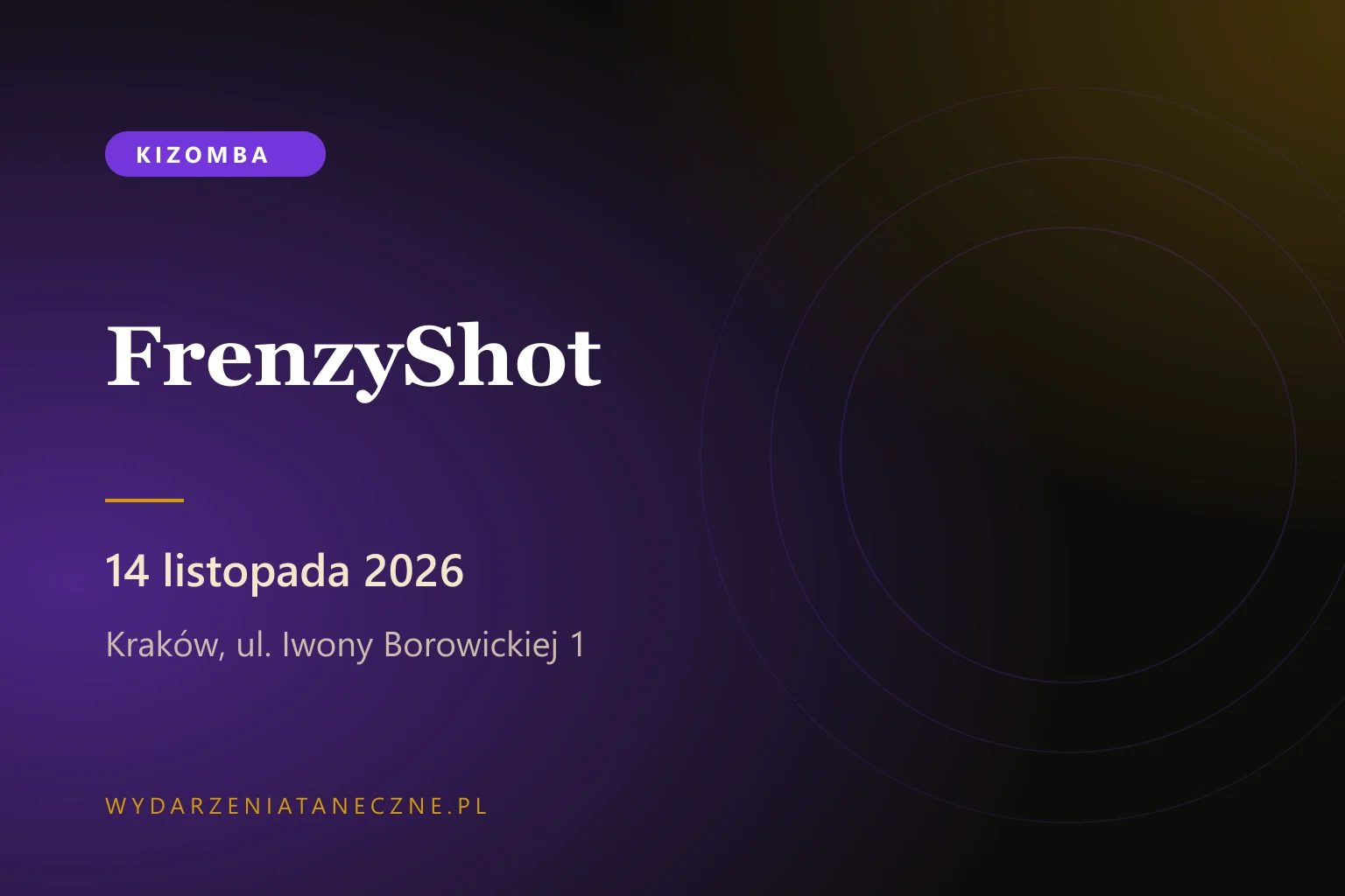 FrenzyShot — bootcamp SHE-HOUR i Urban Kiz Party, Kraków, 14 listopada 2026