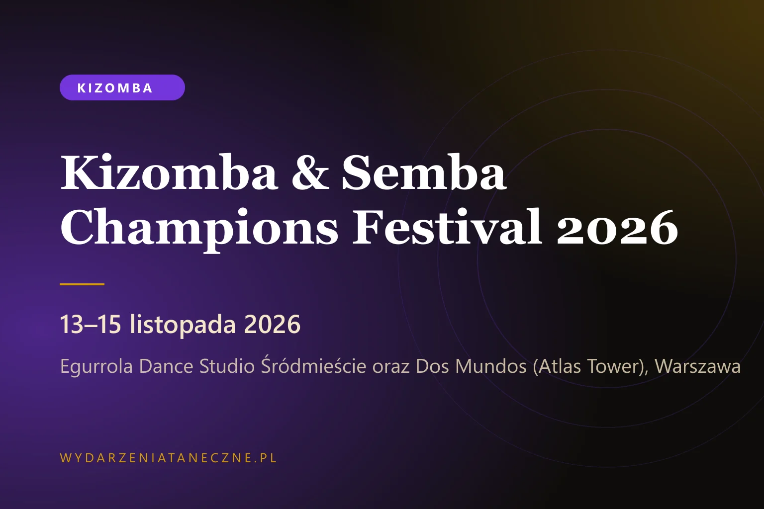 Kizomba & Semba Champions Festival 2026 — Warszawa, 13–15 listopada