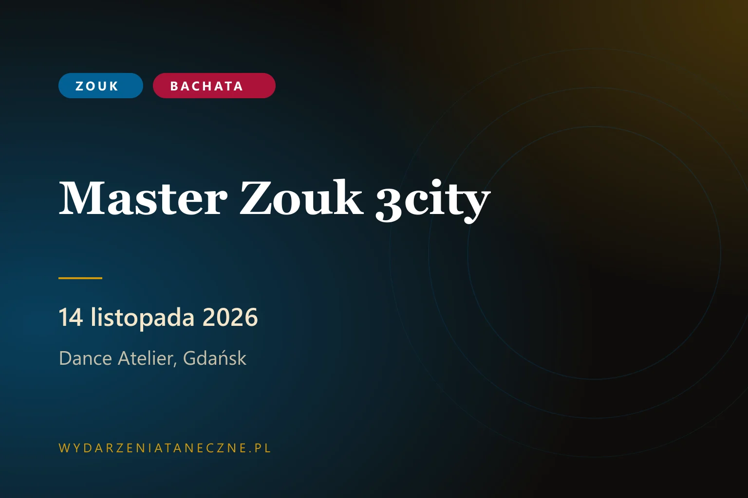 Master Zouk 3city — warsztaty z Patrycją Wasiak i Michałem Wysoczańskim, Gdańsk, 14 listopada 2026